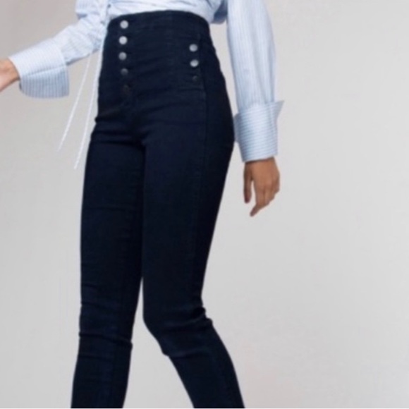 J Brand Natasha Raw Hem High Rise Skinny Crop Blue Jeans in Bluebird Size 25 - Picture 1 of 10